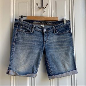 Abercrombie & Fitch Light Wash Bermuda Jean Shorts